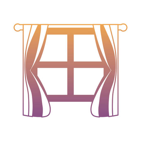 house window with curtains over white background vector illustrationのイラスト素材