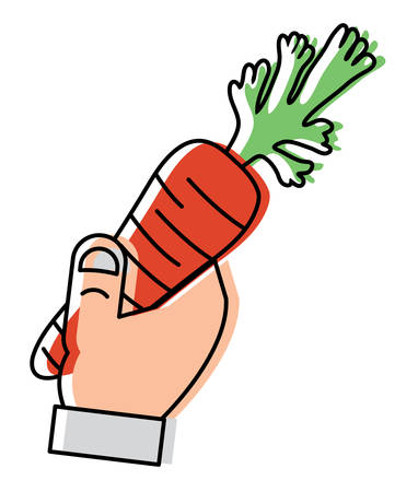 Hand holding a Carrot icon over white background, colorful design. vector illustrationのイラスト素材