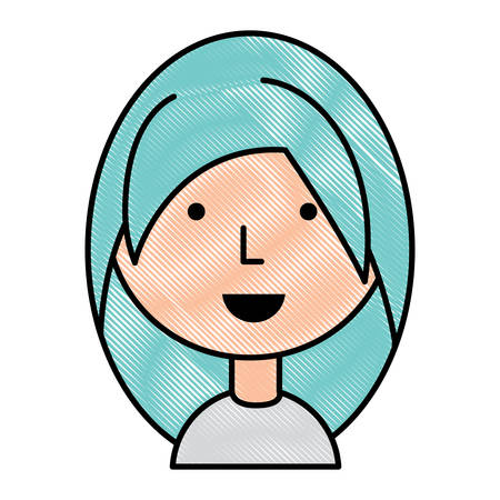 Cartoon girlicon over white background, colorful design.  vector illustrationのイラスト素材