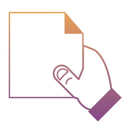 Hand with Document page icon over white background, colorful design. vector illustrationのイラスト素材
