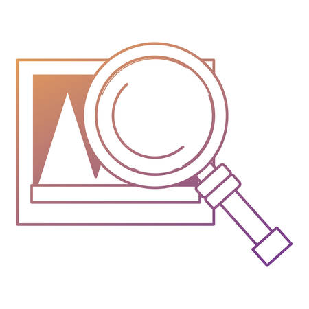 magnifying glass with Picture icon over white background, colorful design.  vector illustrationのイラスト素材