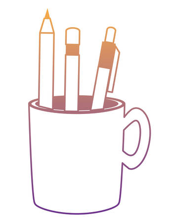Cup holder with pencil and writing tools over white background, colorful design. vector illustrationのイラスト素材