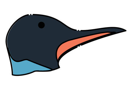 Cute penguin face  icon over white background, colorful design. vector illustrationのイラスト素材