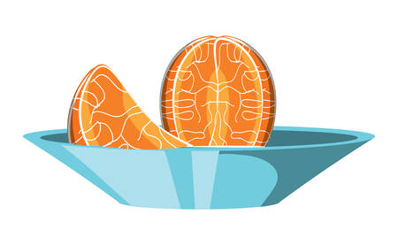 bowl with tangerine segments icon over white background, colorful design.  vector illustrationのイラスト素材