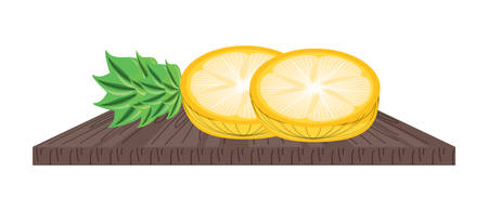 cutting board with pineaple slices icon over white background, colorful design.  vector illustrationのイラスト素材