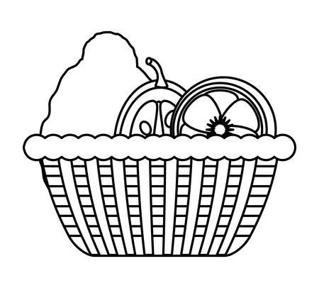 A basket with healthy fruits icon over white background, vector illustrationのイラスト素材