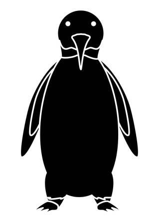 Cute penguin icon over white background, vector illustrationのイラスト素材