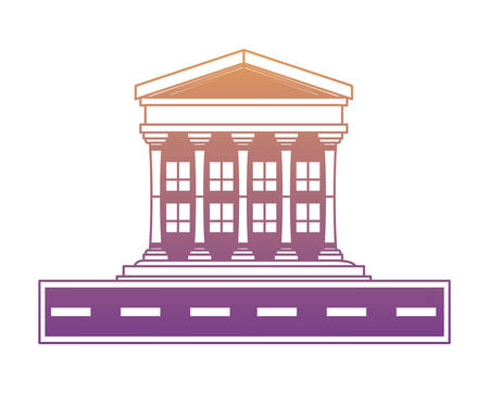 road with Court building icon over white background, colorful design. vector illustrationのイラスト素材