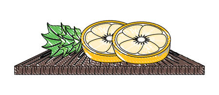 cutting board with pineaple slices icon over white background, colorful design.  vector illustrationのイラスト素材