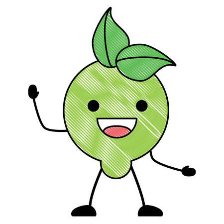 kawaii happy lemon icon over white background, colorful design. vector illustrationのイラスト素材