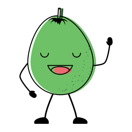 kawaii happy mango icon over white background, colorful design vector illustrationのイラスト素材