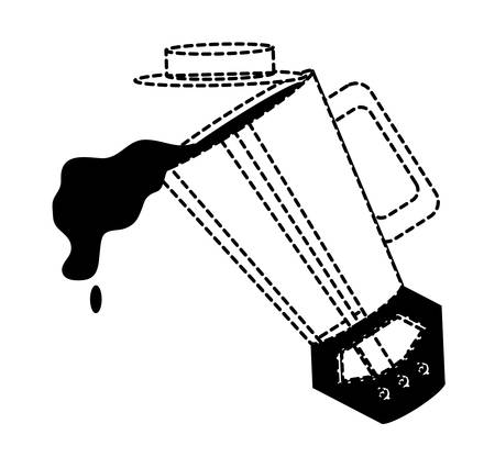 Black and white illustration of liquid pouring from a blenderのイラスト素材