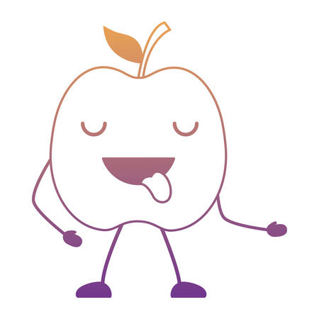 apple showing the tongue over white background, vector illustrationのイラスト素材