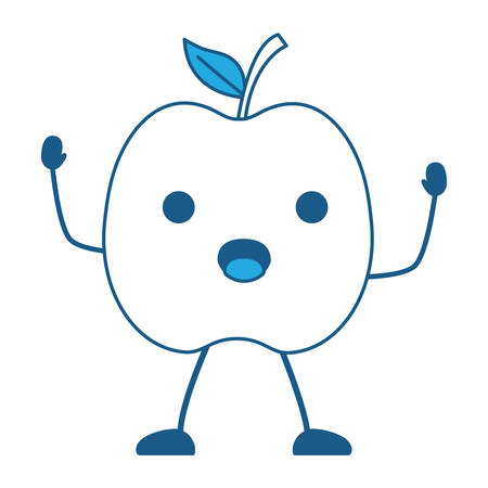 kawaii apple icon over white background, vector illustrationのイラスト素材
