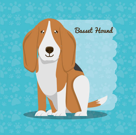 basset hound dog icon over blue background, colorful design vector illustrationのイラスト素材