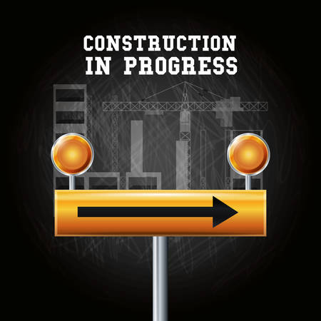 Construction progress design with warning sign with arrow icon, colorful design vector illustrationのイラスト素材