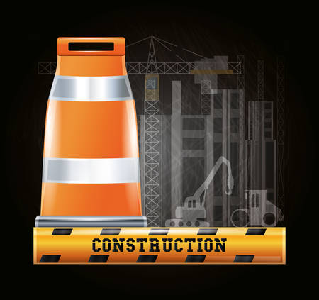 Construction progress design with Traffic Barrel icon, colorful design vector illustrationのイラスト素材