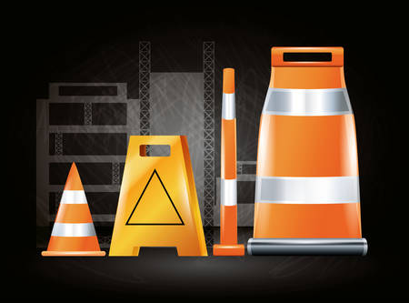 Construction progress design with safety elements, colorful design vector illustrationのイラスト素材