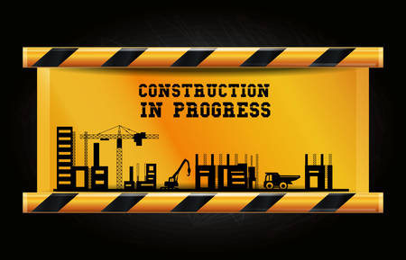 Construction progress design with under construction zone over black background, colorful design vector illustrationのイラスト素材