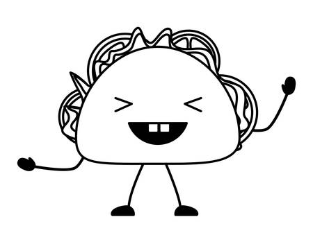 happy taco icon over white background, vector illustrationのイラスト素材
