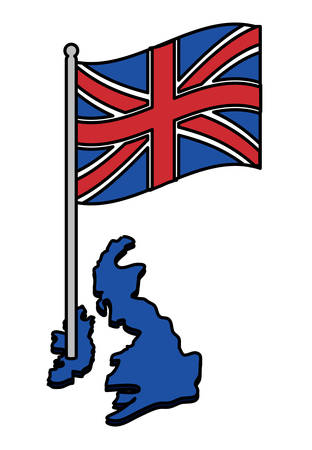 flag  and map of united kingdom over white background, colorful design. vector illustrationのイラスト素材