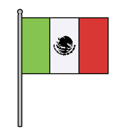 Mexican flag icon over white background, colorful design. vector illustrationのイラスト素材