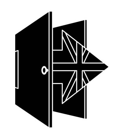 Brexit design with door and arrow with united kingdom flag design  over white background, vector illustrationのイラスト素材