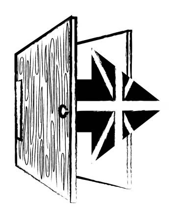 sketch of Brexit design with door and arrow with united kingdom flag design  over white background, vector illustrationのイラスト素材