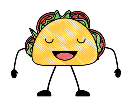 excited taco icon over white background, colorful design. vector illustrationのイラスト素材