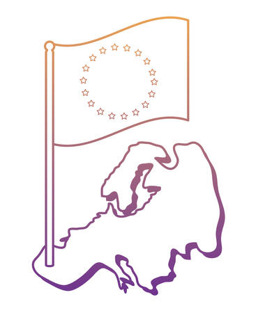 european union flag and map icon over white background, colorful design. vector illustrationのイラスト素材