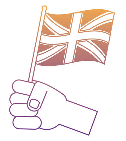 hand holding a flag of united kingdom over white background, colorful design. vector illustrationのイラスト素材