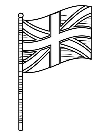 sketch of flag of united kingdom over white background, vector illustrationのイラスト素材