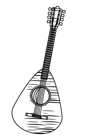 sketch of lute guitar icon over white background, vector illustrationのイラスト素材