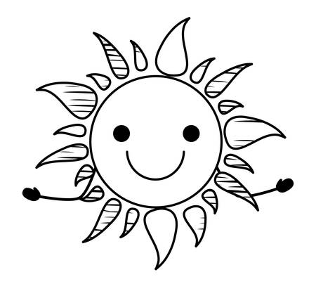 Happy sun icon over white background, vector illustrationのイラスト素材