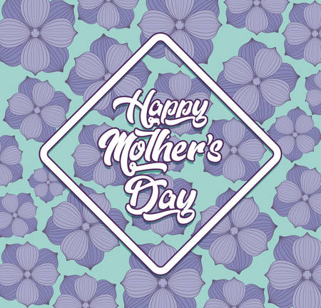 Happy mothers day design with decorative rhombus frame over floral background, colorful design. vector illustrationのイラスト素材