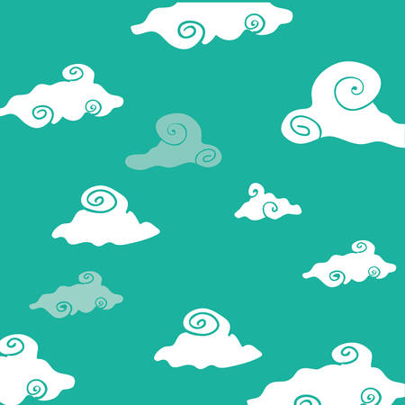 Background of sky with clouds in oriental style, colorful design vector illustrationのイラスト素材