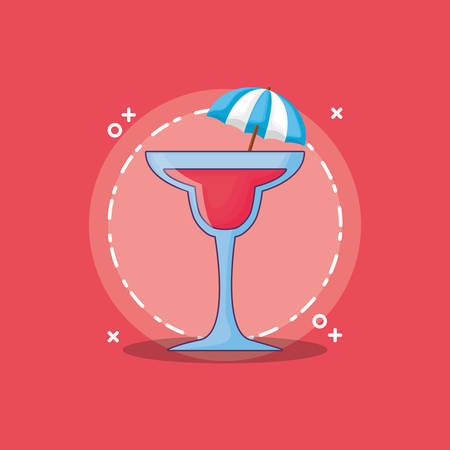 Summer time design with cocktail with decorative umbrella over pink background, colorful design vector illustrationのイラスト素材
