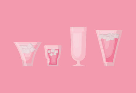 cocktail drinks over pink background, colorful design vector illustrationのイラスト素材