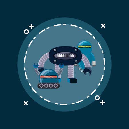 robots icon over blue background, colorful design vector illustrationのイラスト素材