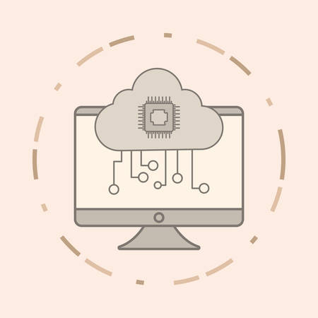 Big data design with computer and cloud storage over white background, vector illustrationのイラスト素材