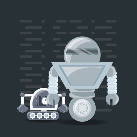 Robotic design with cartoon robots over gray background, colorful design vector illustrationのイラスト素材
