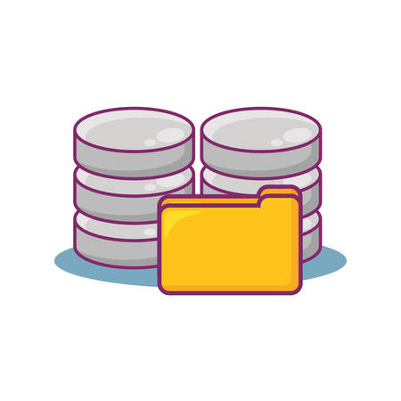 Data server and document folder over white background, vector illustrationのイラスト素材