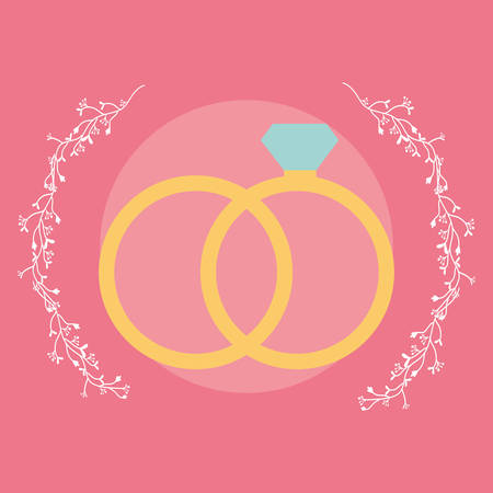 wedding rings over pink background, colorful design. vector illustrationのイラスト素材