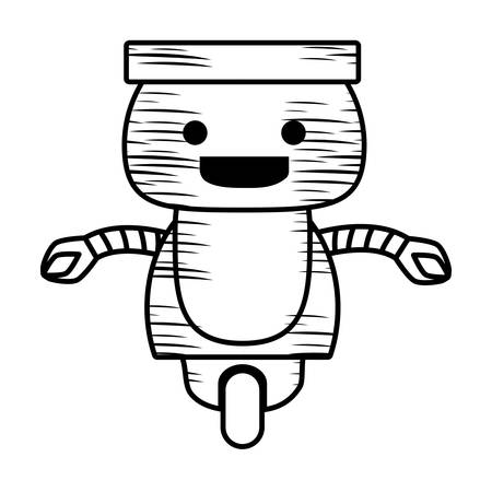 sketch of Cartoon little robot icon over white background, vector illustrationのイラスト素材