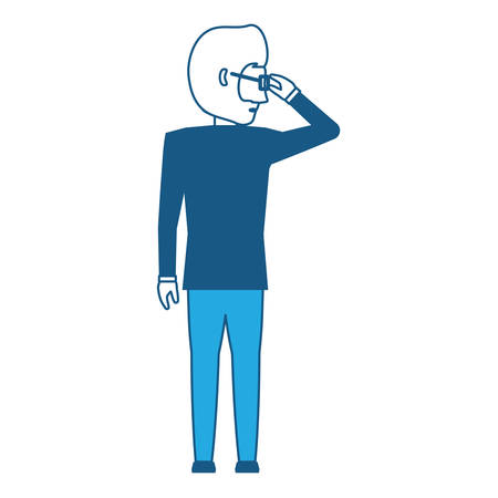 avatar businessman standing and thinking over white background, vector illustrationのイラスト素材