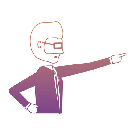 avatar businessman pointing over white background, colorful design. vector illustrationのイラスト素材