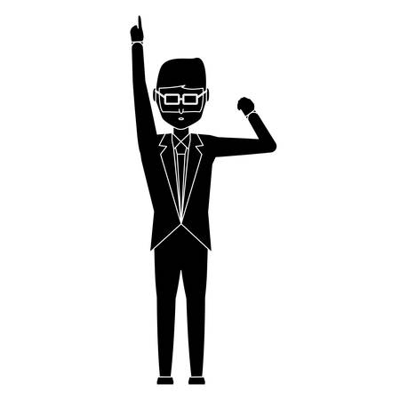 avatar businessman with arms up icon over white background, vector illustrationのイラスト素材