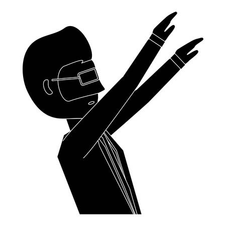 avatar businessman with arms up icon over white background, vector illustrationのイラスト素材