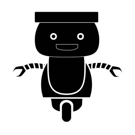 Cartoon little robot icon over white background, vector illustrationのイラスト素材