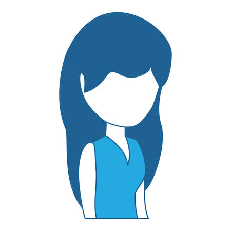 avatar woman with long hair over white background, blue shading design. vector illustrationのイラスト素材